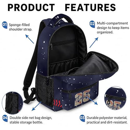 Personalized Baseball Drip Backpack for Kids Boys Girls, Blue Ice Cream Print Travel Bag, Multi Pocket Everyday Backpack (#7) - color: #7