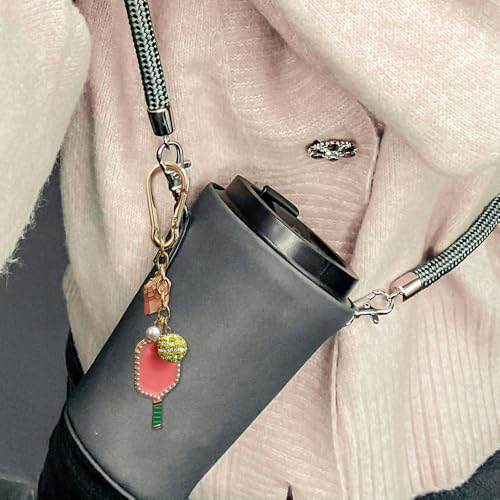 Madison Tyler Western Cowboy Boots Cherry Bow Bubble Tea Strawberry Cute Keychain | Bag Charms for Handbags Purse Charms - color: Pickleball
