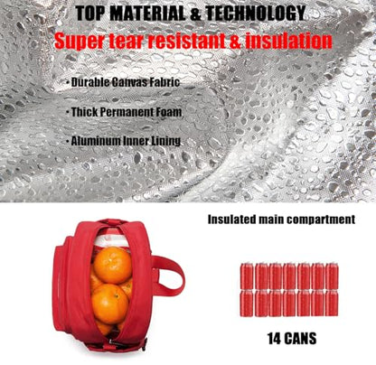 Insulated Lunch Bag Backpack for Women, Small Crossbody Sling Insulated Tote, Convertible Lunch Cooler Box for Work - Red - color: Red