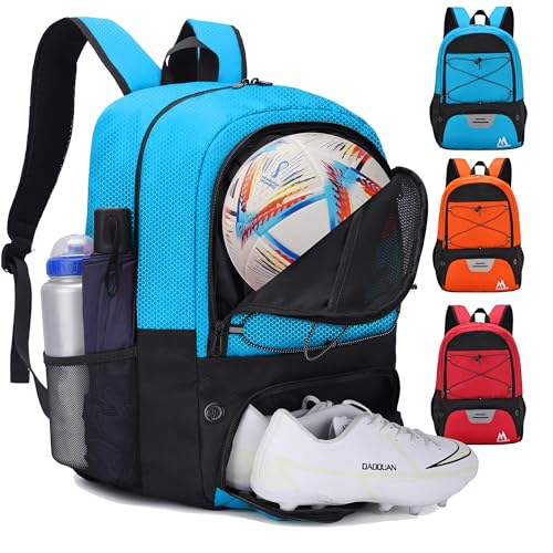Hsmihair Soccer Bag-Soccer Backpack&Backpack for & Football Volleyball & Basketball,with Ball Compartment and Separate Cleat - color: Blue
