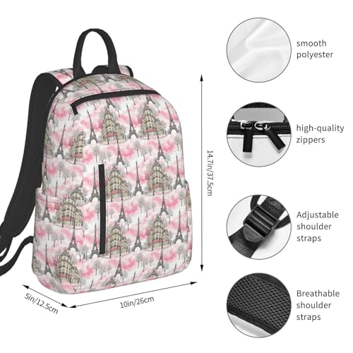 Lightweight Daypack Paris Eiffel Tower, Stands Upright, Padded Laptop Sleeve, for Commuters & Travel - color: Picture (46)
