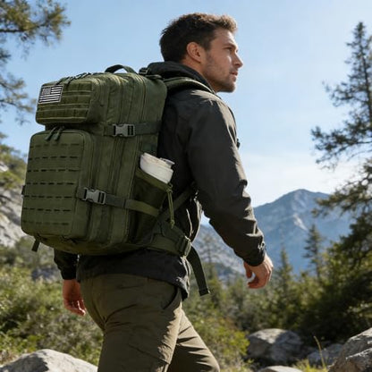 Military Tactical Backpack 45L/25L 3 Day Assault Pack Molle Daypack Hiking Backpack for Men and Women - color: Armygreen-2, size: 45L