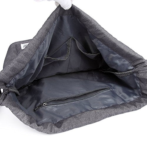KAUKKO Drawstring Sports Backpack Gym Yoga Bag Shoulder Rucksack for Men and Women - color: Dark Grey