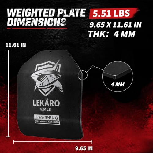 Weighted Vest Plates Set, Curved Front and Flat Back Weight Plates, 9.8 x 11 Inch, Ergonomic for Men and Women, Rust Resistant, CrossFit, Murph, Rucking, Strength Training - color: 5.51LB