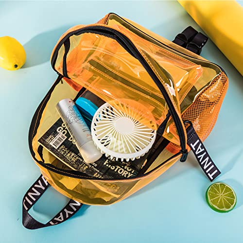 TINYAT Small Clear backpack for Women - See Through Clear Bag - color: Orange