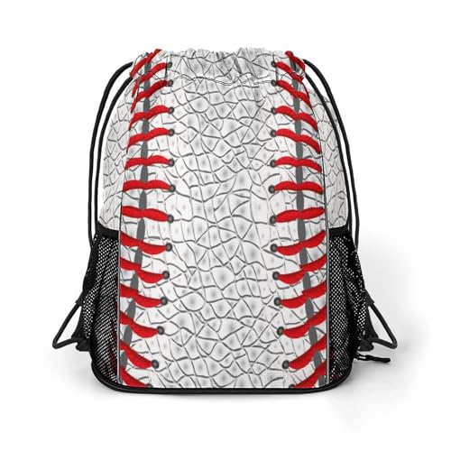 Baseball Drawstring Backpack Gym Bag With Shoe Compartment String Bag Sport Beach Swimming Sackpack For Women Men - color: Baseball