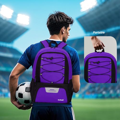 Goloni Soccer Bag, Basketball Bag with Ball Compartment & Shoe Compartment,Large Soccer Backpack for Basketball,Gym，Football - color: Purple