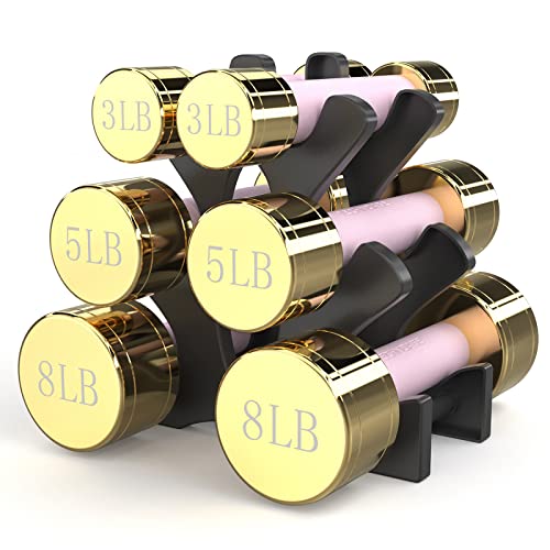 TECHNOAGE Round Dumbbell Sets with Steel Handle, Odorless Neoprene rubber Handle Cover - color: Pink