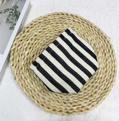 getgto 2 Pcs Makeup Bags, Large Cosmetic Bag Travel Toiletry Bag Organizer for Women, Embroidery Craft, Stripe Makeup Bag Small Cosmetic Pouch Purse with Zipper Gifts for Girls Teen - color: Black and white stripe