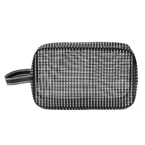 REDSINDA Mesh Shower Caddy Bag for Bathroom Gym Camping Portable Travel Mesh Toiletry Bag for Women Men - color: Standard Black with White Stripes