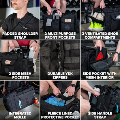 Serious Steel Fitness Heavy Duty 1000D Nylon Duffel Gym Bag (Mid BUD - Black) - color: Black, style: Duffel Bag (Mid Bud)
