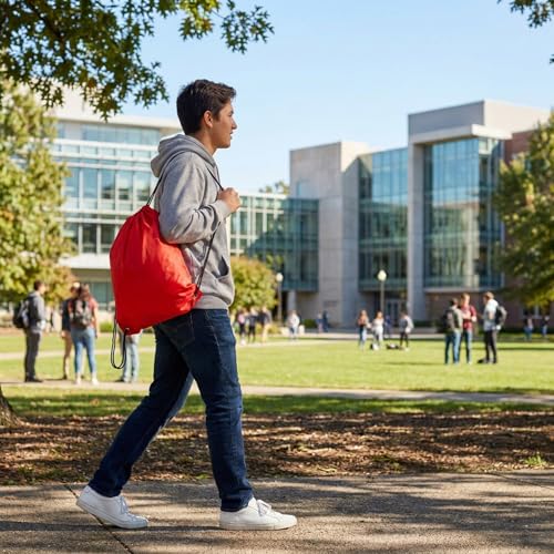 Drawstring Backpacks,10 Pack — Lightweight Drawstring Bags, Gym Sack for Sports, Daily Use & Travel (10, Red) - color: Red