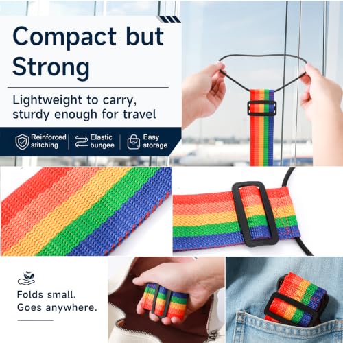2 Pack Luggage Connector Straps for Suitcases 25 Colors, Adjustable Elastic Travel Bag Strap with Dual Stability Design, Add-a-Bag Hands-Free Luggage Belt, Fits Most Carry-On & Checked Luggage - color: Milanese Check