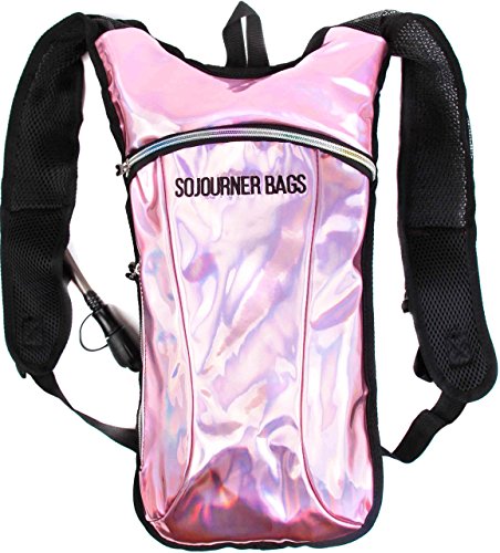 Sojourner Rave Hydration Pack - Hydration Backpack - Hydropack with 2L Bladder - Water Backpack for Festivals, Hiking, Running, Biking and More - color: Holographic - Pale Pink