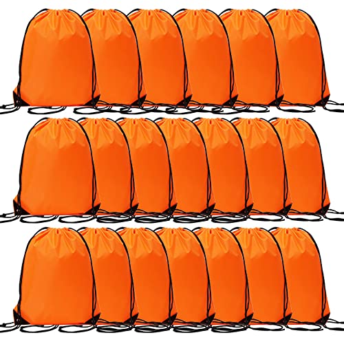 CODOBON 20 Pcs Drawstring Bags, Bulk Draw String Backpack, Cinch Polyester Bag for Gym Sport, Orange - color: Orange