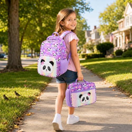 RHCPFOVR Kids Backpack for Girls - Girls Backpack 3-8 Ages Panda for Kids 15 Inch School Bookbag for Kindergarten Elementary School Bookbag for Girl 1st 2nd Grade - style: Panda