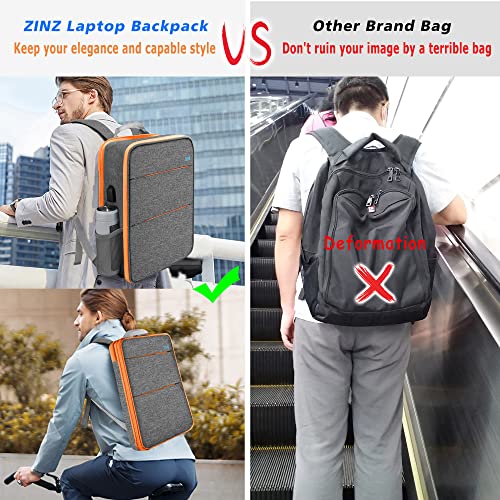 ZINZ Slim & Expandable Laptop Backpack Water Resistant Backpack Travel Backpack Compatible with MacBook Air/Pro/Neo 13-14 inch, XPS 13/14, Surface 13.5" and Most 13-14 Notebooks，G01OG01 - color: G01og01, size: 13"-14"
