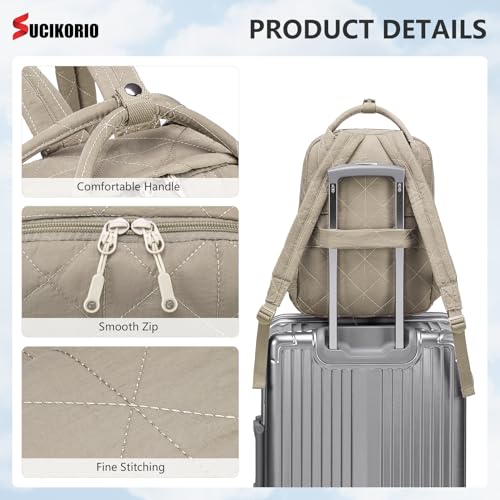 40X30X10 Personal Item Travel Backpack Carry On Luggage Flight Approved Quilted Puffer 14'' Laptop Backpack Daypack - color: Grey