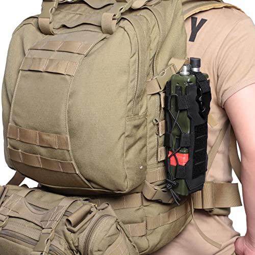 2023 Upgrade Laser Cut Design Molle Radio Pouch Holder & Molle Adjustable Water Bottle Holder 40 oz,Black/Green/Coyote Tan Tactical Bottle Pouch for Backpack Belt - color: Army Green