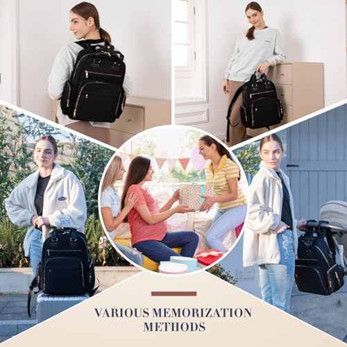 Diaper Bag Backpack Travel Baby Bag with Changing Pad,17 Pockets,Insulated Pockets,USB Charging Port,Baby Shower Essentials,Black - color: Black