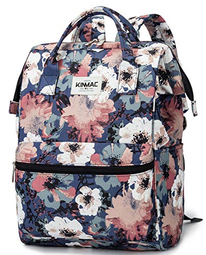 Kinmac Waterproof Laptop Backpack For Laptop Up to 15.6 Inch Men Women Travel Outdoor Backpack (Camellia) - color: Camellia（open Wide）