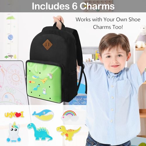 Kids Backpack for Boys Girls 6-12 Years, Kid School Backpacks with Shoe Charm - Book Bag for School (green) - color: Green