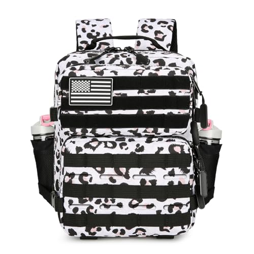 9L Mini Tactical Backpack for Men and Women Tactical Backpack Small for Hiking Small Tactical Bag Fitness Pack - color: White Leopard