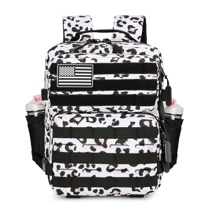 9L Mini Tactical Backpack for Men and Women Tactical Backpack Small for Hiking Small Tactical Bag Fitness Pack - color: White Leopard