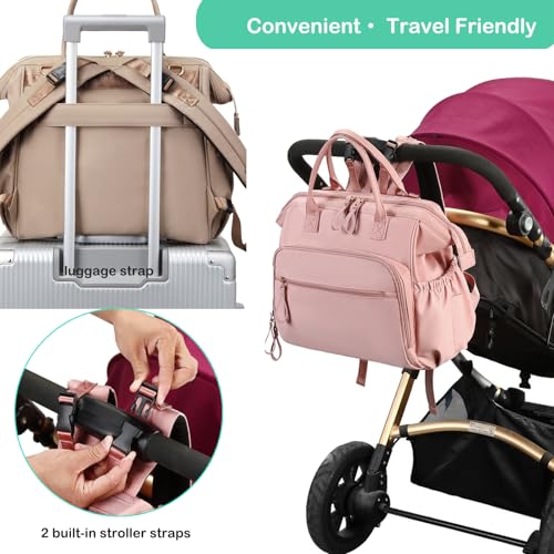 LORADI Large Diaper Bag Tote, Hospital Bag, Baby Shower Essential | 14 Pockets, Convertible, Stroller Clips, 3 Insulated Pockets, Water-resistant, Easy to Clean - color: Mocha, size: Large-20L
