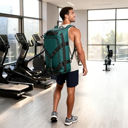 MIER Gym Bag for Men Large Duffel Backpack with Shoe Compartment, 60L Convertible Duffle Bags Weekender Overnight Bag for Gym Sports Travel, Dark Teal - color: Dark Teal
