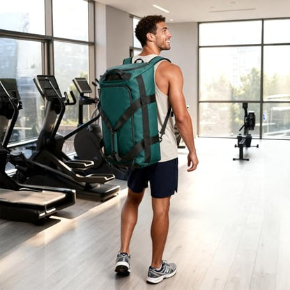 MIER Gym Bag for Men Large Duffel Backpack with Shoe Compartment, 60L Convertible Duffle Bags Weekender Overnight Bag for Gym Sports Travel, Dark Teal - color: Dark Teal