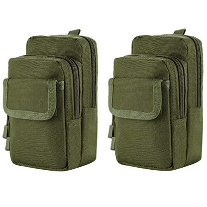 FRTKK 2 Pack Molle Pouches - Tactical Compact Water-Resistant EDC Pouch Bag Small Utility Pouch - color: 2 Pack-Army green 2