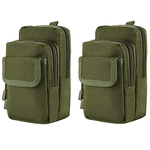 FRTKK 2 Pack Molle Pouches - Tactical Compact Water-Resistant EDC Pouch Bag Small Utility Pouch - color: 2 Pack-Army green 2