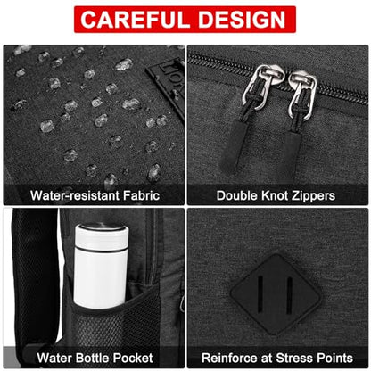 Large Casual Laptop Backpack,School Backpack Large Bookbag with USB for High School College Students Office Business, Black - color: Black, size: 17.3 Inch