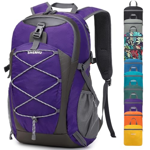 40L Hiking Backpack Lightweight Daypack Waterproof Travel Camping Backpack for Men Women Sport Packable - color: A6-purple
