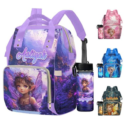 Newcos Customized Baby Diaper Bag with Name, Personalized Diaper Backpacks with Water Bottle for Newborn Baby, Custom Name Nursing Tote Mommy Bags for New Mom Women Wife Travel Christmas Purple - color: Patten 03