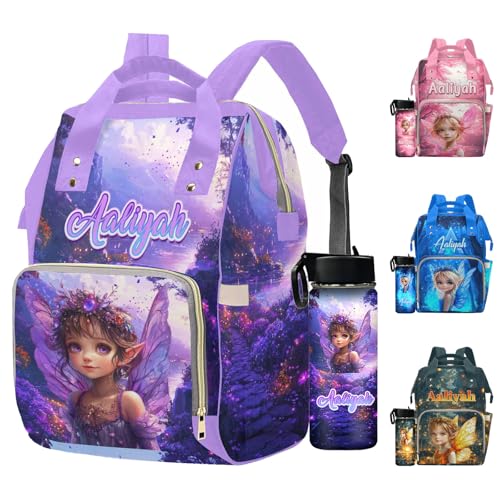 Newcos Customized Baby Diaper Bag with Name, Personalized Diaper Backpacks with Water Bottle for Newborn Baby, Custom Name Nursing Tote Mommy Bags for New Mom Women Wife Travel Christmas Purple - color: Patten 03