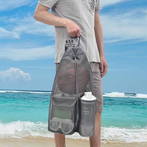 Mildbeer Large Drawstring Backpack for Men Women Athletic Gym Sports Workout Beach Swimming Commuting Travel - color: Grey, style: L: 21"x12.5"x5.5"