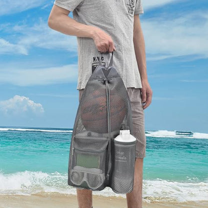 Mildbeer Large Drawstring Backpack for Men Women Athletic Gym Sports Workout Beach Swimming Commuting Travel - color: Grey, style: L: 21"x12.5"x5.5"