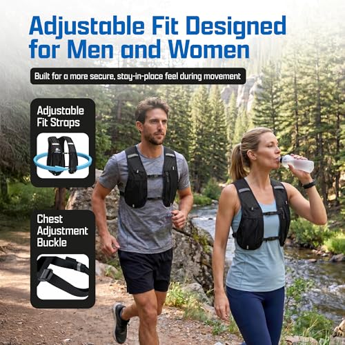 Tomum Running Vest for Women Men - Hydration Backpack Water Bottle Runner Vest for Hiking Trail Run Marathon Jogging - Lightweight Reflective Runners Vests Water Bag Back Pack with Phone Pocket