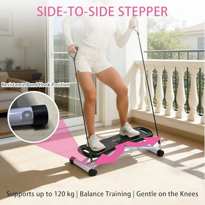 Rock Stepper Side To Side Balance Boards For Adults Includes Lcd Display & Resistance Bands A Low-impact, Compact Stepper Ideal For Targeting The Legs, Glutes, And Abs - color: Black + White