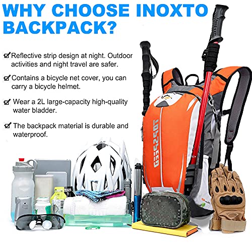 INOXTO Hydration Pack Backpack，18L Hydration Pack Lightweight Water Backpack with 2L Water Bladder Bag Daypack for Hiking Running Cycling Camping Hunting for Women Men