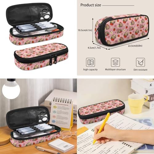 Strawberry Capybara Backpack for Girls Bookbag with Lunch Box Pencil Pouch and Water Bottle Holder 4 in 1 Elementary School Backpacks for Girls Bookbags for Back to School Supplies Set - color: Capybara Strawberry