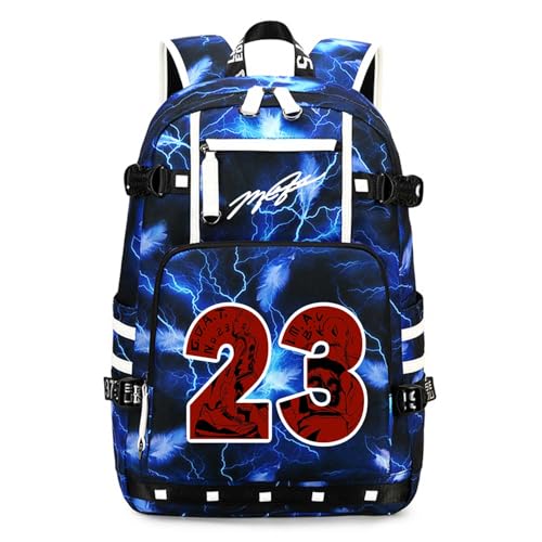 Basketball Player 23 Backpack Laptop Travel Bag Men's Women's Teenage Schoolbag (Black-Red) - color: Black-red