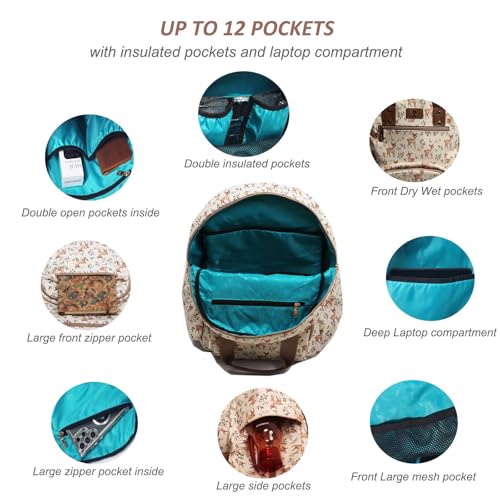 ESVAN Diaper Bag Backpack Corduroy Multifunction Baby Fashion Travel Pack office Laptop Bag - color: Brown Fawn