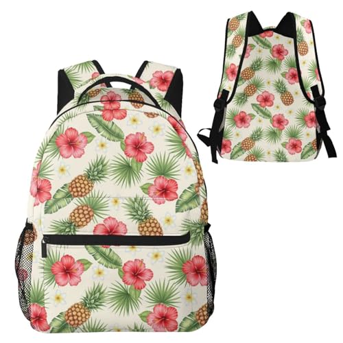 Gym and Sports Backpack Vintage Tropical Flowers Pineapple Floral, Lightweight Casual Daypack with Side Water Bottle Pocket for Beach and Outdoor - color: Pattern (13)