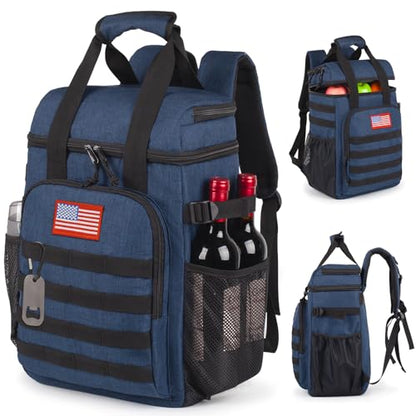 Tactical Backpack Cooler,Lunch Backpack for Men Adults Work with Handle，Soft Cooler Backpack Insulated Waterproof Leak Proof - color: Blue