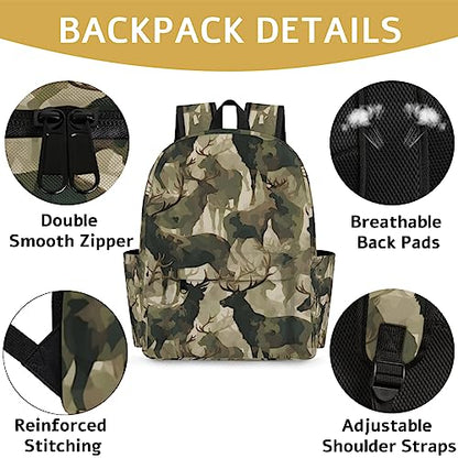 Camouflage Military Kids Backpack for Boys Girls Deer Animal Preschool Toddler Backpack Kindergarten Nursery Bookbag Travel Children Lightweight School Bag - color: Camouflage