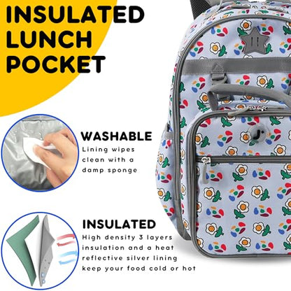 J World Duet Kids Backpack & Lunch Box Set For Girls & Boys Pre-K to Elementary School, Every Daisy - color: Every Daisy