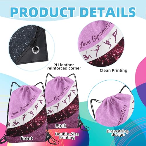 Gymnastics Drawstring Bag and Backpack - Pink, 1Pcs - color: Pink